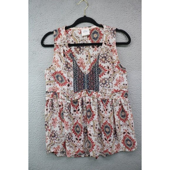 Knox Rose Floral Sheer Sleeveless Babydoll Top-Size Small - Picture 1 of 10